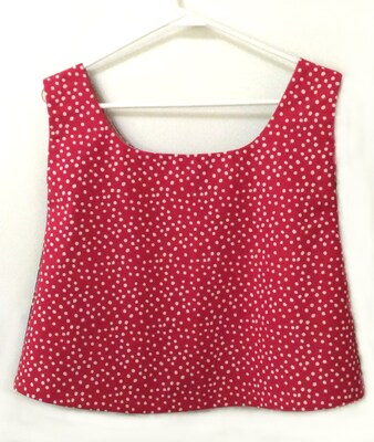 Front-Back REVERSIBLE Crop Top - White Polka Dots On Red And Black Backgrounds (S-M) - image3